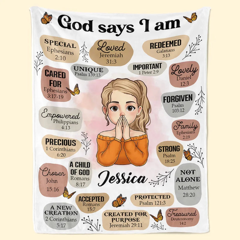 God Says You Are Self-Love Affirmations - Friend Personalized Custom Blanket - Gift For Best Friends, Family Members, Coworkers, Yourself