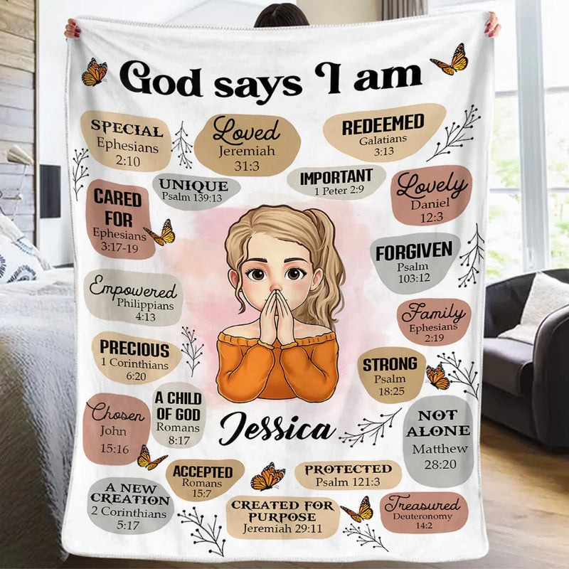God Says You Are Self-Love Affirmations - Friend Personalized Custom Blanket - Gift For Best Friends, Family Members, Coworkers, Yourself