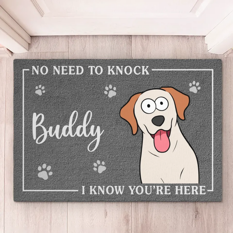 Paws At Home, Eyes On Duty - Dog Personalized Custom Home Decor Decorative Mat - House Warming Gift For Pet Owners, Pet Lovers