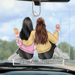 Through Thick And Thin, We Stick - Bestie Personalized Custom Car Ornament - Acrylic Custom Shaped - Gift For Best Friends, BFF, Sisters