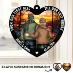 God Blessed The Broken Road - Couple Personalized Window Hanging Suncatcher Ornament - Gift For Husband Wife, Anniversary