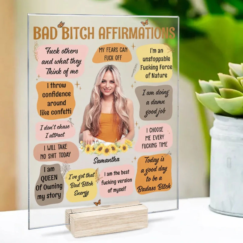 Custom Photo I Am Enough Just As I Am Self-Love Affirmations - Friend Personalized Custom Rectangle Shaped Acrylic Plaque - Gift For Best Friends, Family Members, Coworkers, Yourself