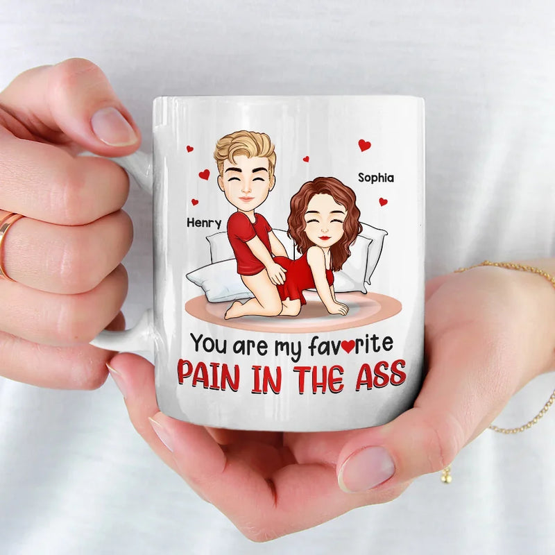 You Are My Favorite Pain In The Peach - Couple Personalized Custom Mug - Gift For Husband Wife, Anniversary