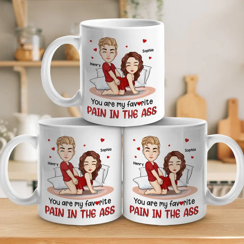 You Are My Favorite Pain In The Peach - Couple Personalized Custom Mug - Gift For Husband Wife, Anniversary
