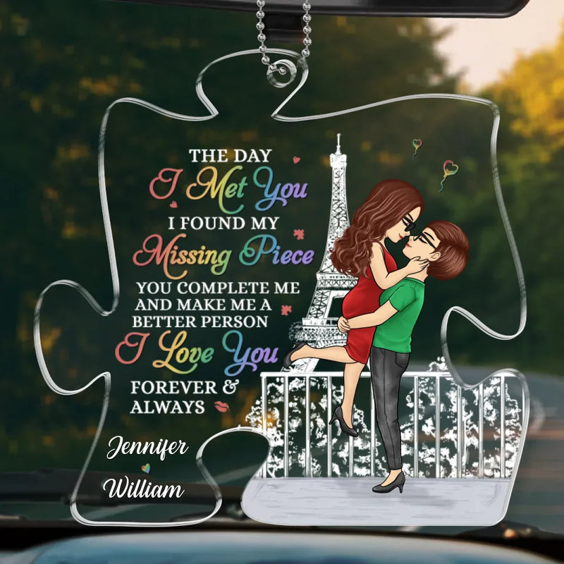 You Complete Me And Make Me A Better Person - Couple Personalized Custom Car Ornament - Acrylic Custom Shaped - Gift For Husband Wife, Anniversary, LGBTQ+