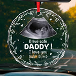 Custom Photo Keep Calm And Drive On - Family Personalized Custom Round Glass Ornament Car Hanger - Gift For Family Members