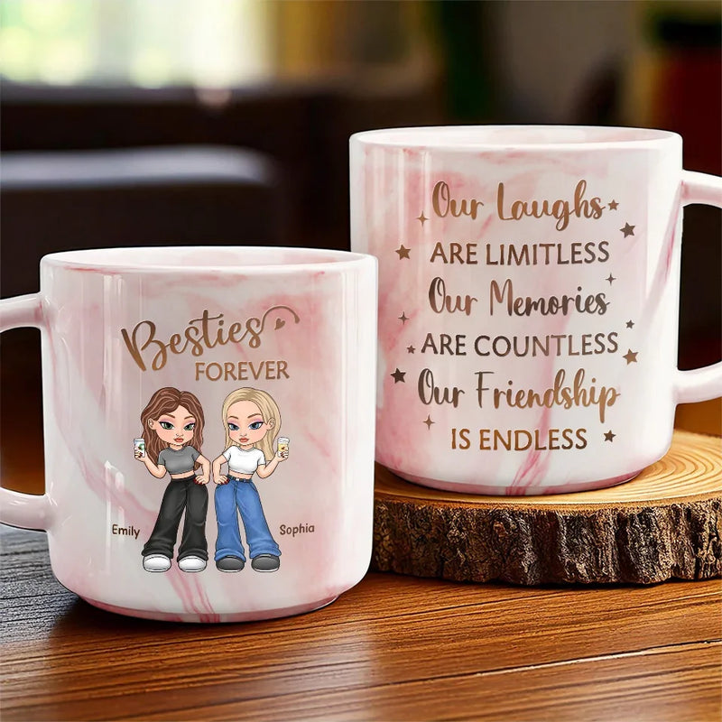 We'll Be Friends Until We're Old And Senile - Bestie Personalized Custom Marble Mug - Gift For Best Friends, BFF, Sisters