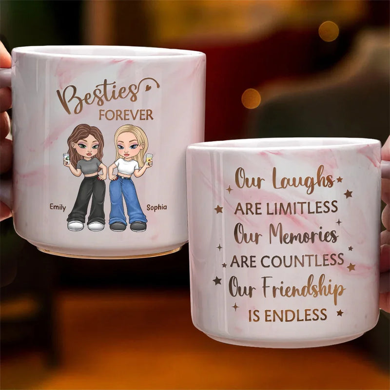 We'll Be Friends Until We're Old And Senile - Bestie Personalized Custom Marble Mug - Gift For Best Friends, BFF, Sisters