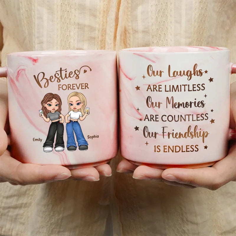 We'll Be Friends Until We're Old And Senile - Bestie Personalized Custom Marble Mug - Gift For Best Friends, BFF, Sisters