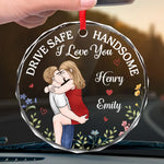 One Kiss Can Tell A Thousand Stories - Couple Personalized Custom Round Glass Ornament Car Hanger - Gift For Husband Wife, Anniversary