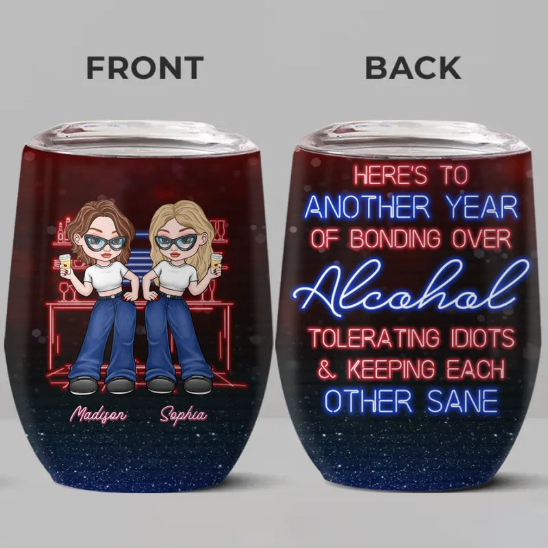 Partners In Adventure - Bestie Personalized Custom Wine Tumbler - Gift For Best Friends, BFF, Sisters