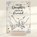 Her Hand Is My Safe Place - Family Personalized Custom Rectangle Shaped Acrylic Plaque - Gift For Mom