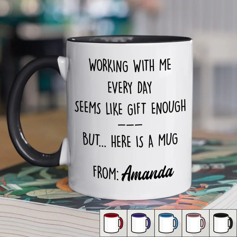 Office Views And Endless Brews - Coworker Personalized Custom Accent Mug - Gift For Coworkers, Work Friends, Colleagues