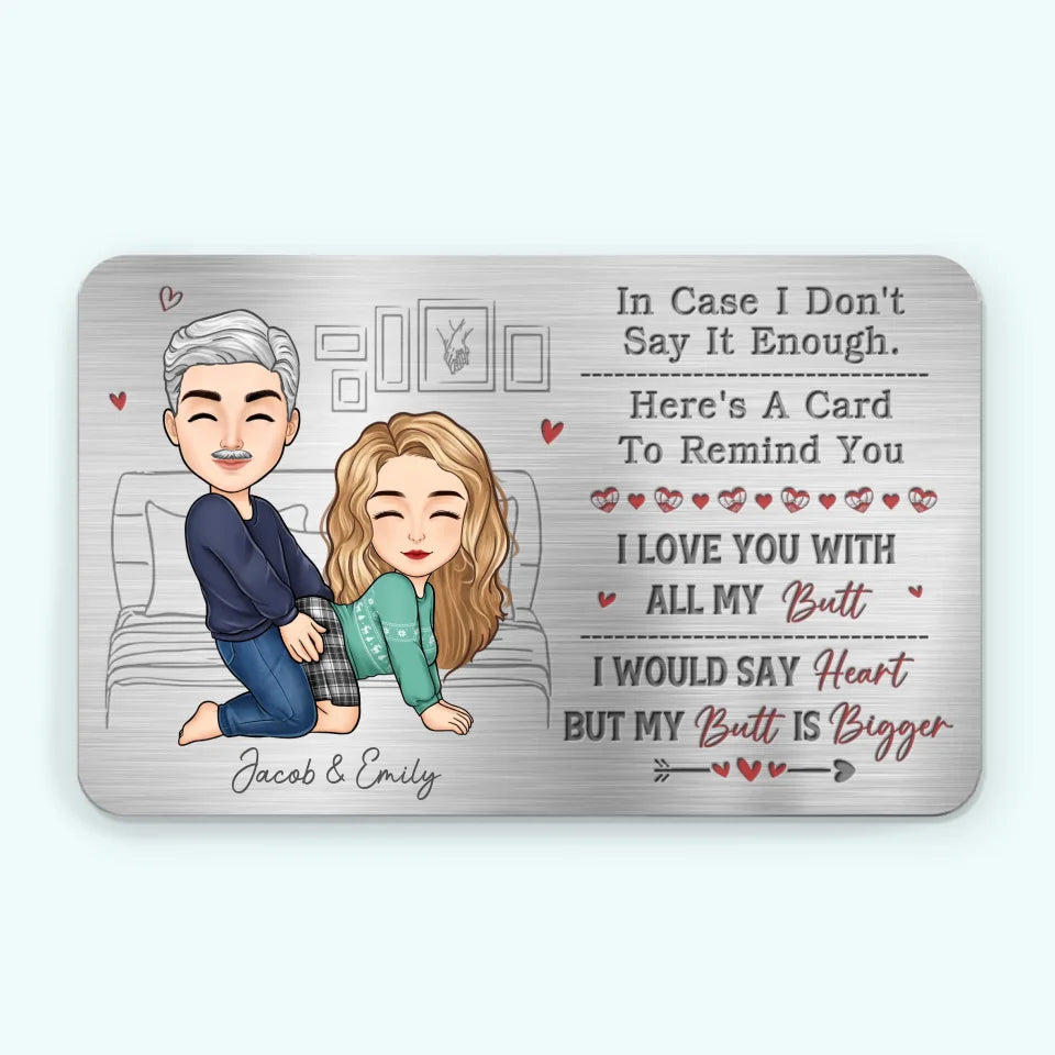 Thanks For Loving All Of Me - Couple Personalized Custom Aluminum Wallet Card - Gift For Husband Wife, Anniversary