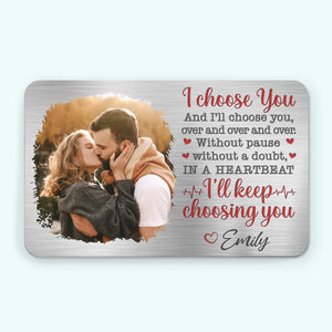 Carte portefeuille en aluminium personnalisée avec photo « Plus heureux avec toi » pour couple – Cadeau pour mari et femme, anniversaire