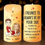 I Promise To Always Be By Your Side - Couple Personalized Custom LED Candle - Gift For Husband, Wife, Couple