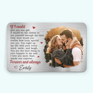 Carte portefeuille personnalisée en aluminium avec photo pour couple, pour un anniversaire ou pour toujours