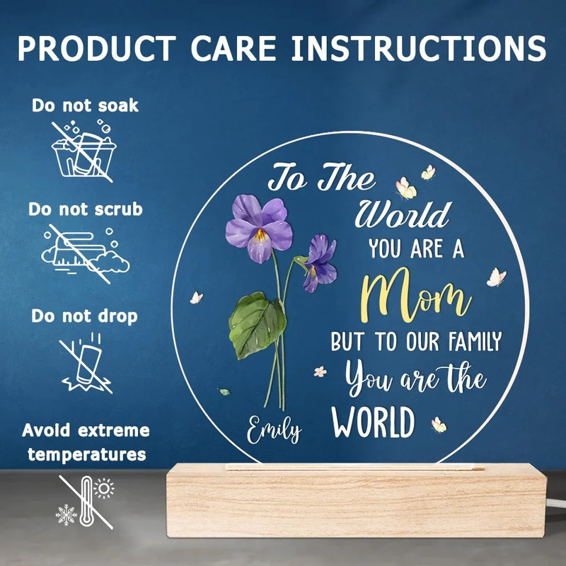The World’s Most Beautiful Flower Is Called Mom - Family  Personalized Custom Shaped 3D LED Light - Gift For Mom, Daughter