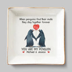 You're My Penguin - Couple Personalized Custom Jewelry Dish - Gift For Husband Wife, Anniversary