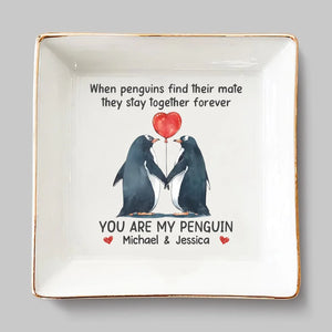 Tu es mon pingouin - Plat à bijoux personnalisé pour couple - Cadeau pour mari et femme, anniversaire
