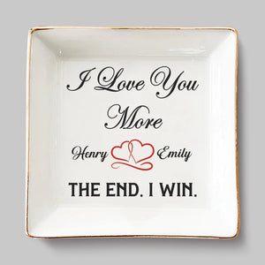 Fin heureuse - Plat à bijoux personnalisé pour couple - Cadeau pour mari et femme, anniversaire