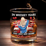 In Whiskey Years You Just Got More Delicious - Couple Personalized Custom Whiskey Glass - Gift For Husband Wife, Anniversary