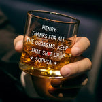 Thanks For All The Good Things - Couple Personalized Custom Whiskey Glass - Gift For Husband Wife, Anniversary