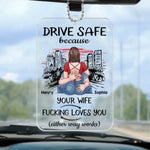 Be Careful On Your Journey - Couple Personalized Custom Car Ornament - Acrylic Custom Shaped - Gift For Husband Wife, Anniversary
