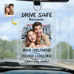 Custom Photo Keep Safe On The Road - Couple Personalized Custom Car Ornament - Acrylic Custom Shaped - Gift For Husband Wife, Anniversary