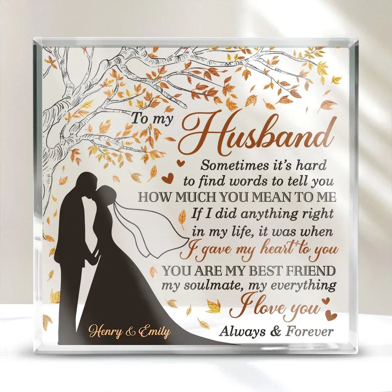 Never Forget That I Love You - Couple Personalized Custom Square Shaped Acrylic Plaque - Gift For Husband Wife, Anniversary