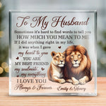 Custom Name Lion Couple Love Gifts for Husband - Personalized Shaped Acrylic Plaque