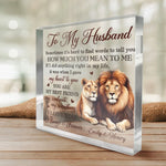 Custom Name Lion Couple Love Gifts for Husband - Personalized Shaped Acrylic Plaque