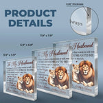 Custom Name Lion Couple Love Gifts for Husband - Personalized Shaped Acrylic Plaque