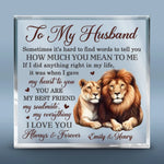 Custom Name Lion Couple Love Gifts for Husband - Personalized Shaped Acrylic Plaque