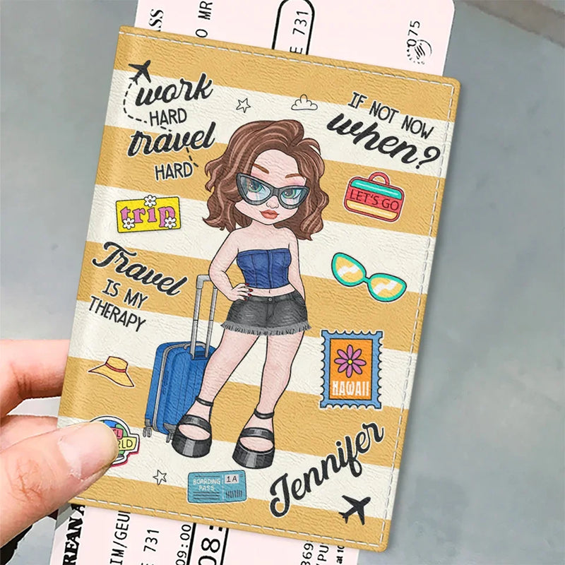 Travel Is The Therapy I Need To Reset - Travel Personalized Custom Passport Cover, Passport Holder - Holiday Vacation Gift, Gift For Adventure Travel Lovers