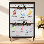 My First Home Was In Her Heart - Family Personalized Custom 2-Layered Wooden Plaque With Stand - Gift For Mom, Grandma