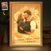 Cadre photo personnalisé « Home Is Wherever I'm With You » - Boîte lumineuse personnalisée pour couple - Cadeau pour mari et femme, anniversaire