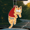 Cats Make The Best Festive Friends, Curled Up By The Tree - Cat Personalized Custom Car Ornament - Acrylic Custom Shaped - Gift For Pet Owners, Pet Lovers