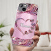 A Garden Of Love Grows In A Grandmother's Heart - Family Personalized Custom Faux Jewelry Effect Printed Clear Phone Case - Gift For Mom, Grandma