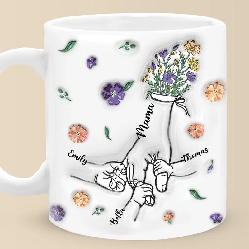 Grandma’s Hands Are The Safest Place To Be - Family Personalized Custom 3D Inflated Effect Printed Mug - Gift For Mom, Grandma
