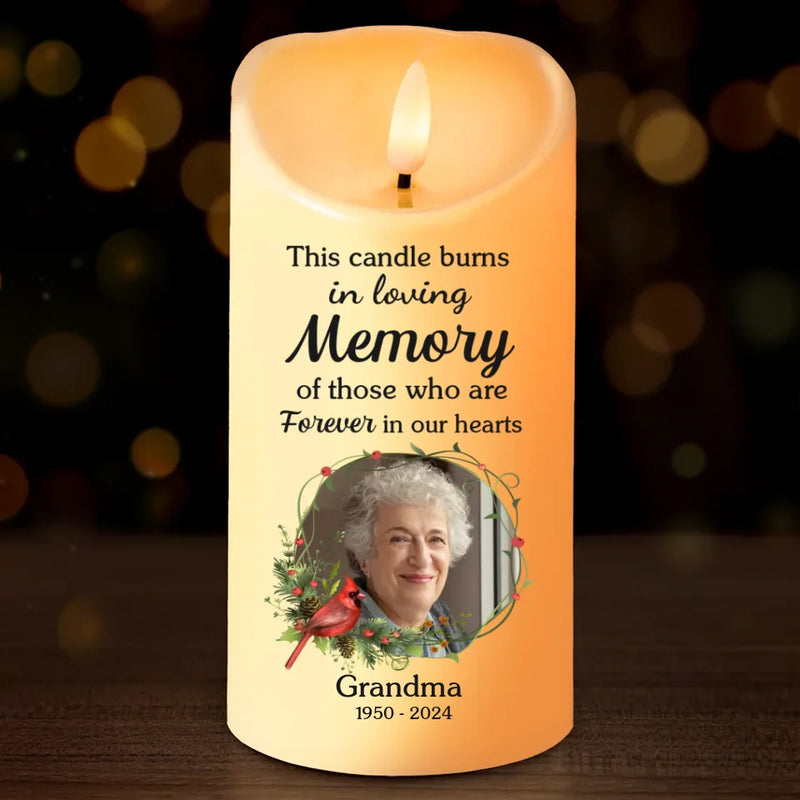 Custom Photo In Loving Memory Of Precious Moments - Memorial Personalized Custom LED Candle - Sympathy Gift, Christmas Gift For Family Members