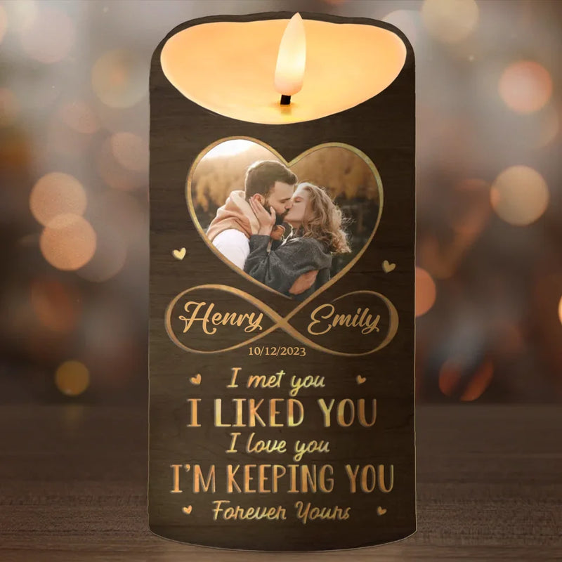 Custom Photo You Make My Heart Skip A Beat - Couple Personalized Custom LED Candle - Christmas Gift For Husband, Wife, Couple