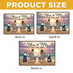 Four Paws, Two Hearts, One Family - Dog & Cat Personalized Custom Horizontal Poster - Christmas Gift For Couples, Pet Owners, Pet Lovers