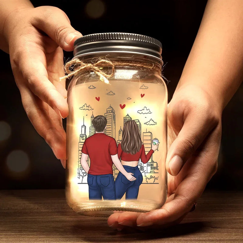 You’re Not Just My Everything, You’re My Forever - Couple Personalized Custom Mason Jar Light - Gift For Couple, Husband Wife, Anniversary