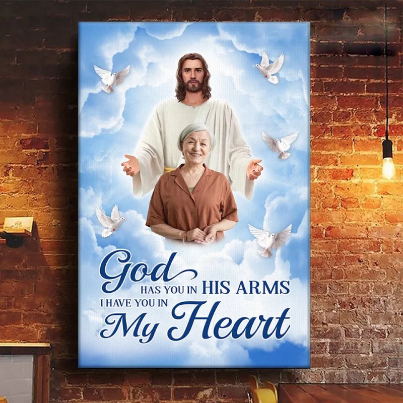 Custom Photo I Have You In My Heart - Memorial Personalized Custom Vertical Canvas - Sympathy Gift For Family Members