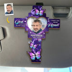 Custom Photo Forever In Our Hearts, Lighting Our Way - Memorial Personalized Custom Car Visor Clip - Sympathy Gift For Family Members