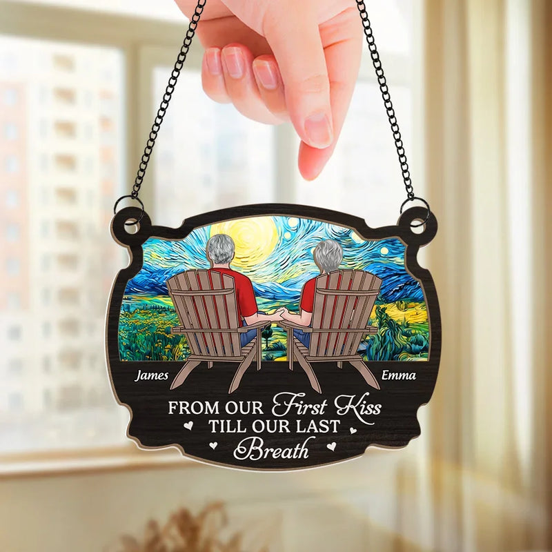 Our Love Story Began With A First Glance And Grew Into Forever - Couple Personalized Window Hanging Suncatcher Ornament - Gift For Husband Wife, Anniversary