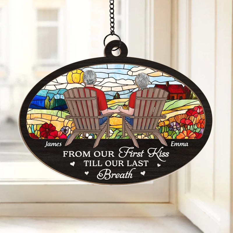 With You, Every View Is Perfect - Couple Personalized Window Hanging Suncatcher Ornament - Gift For Husband Wife, Anniversary