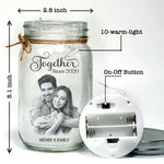 Custom Photo Our Love Is The Real Masterpiece Here - Couple Personalized Custom Mason Jar Light - Gift For Husband Wife, Anniversary