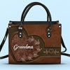 My Heart Belongs To My Grandkids - Family Personalized Custom Leather Handbag - Gift For Mom, Grandma